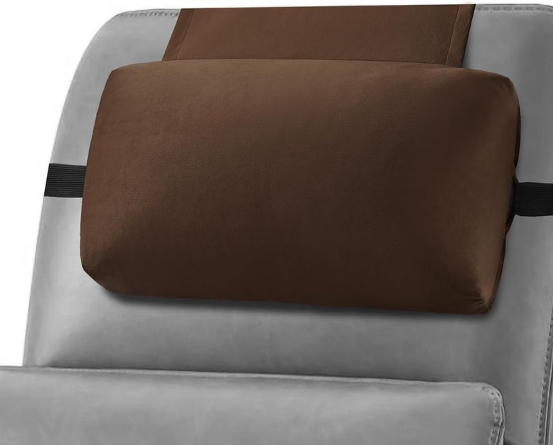 SofGlowly Head Recliner Pillow Adjustable Shredded Memory Foam Headrest Pillows for Recliner Chairs,Non-Slip Velvet Cushion for Pain Relief Neck Support Pillow for Travel Home Sofa Armchair with Zipper Cover - Image 1